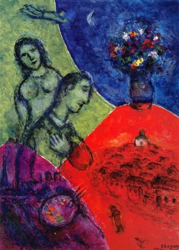  bouquet - Autoportrait au bouquet contemporain Marc Chagall